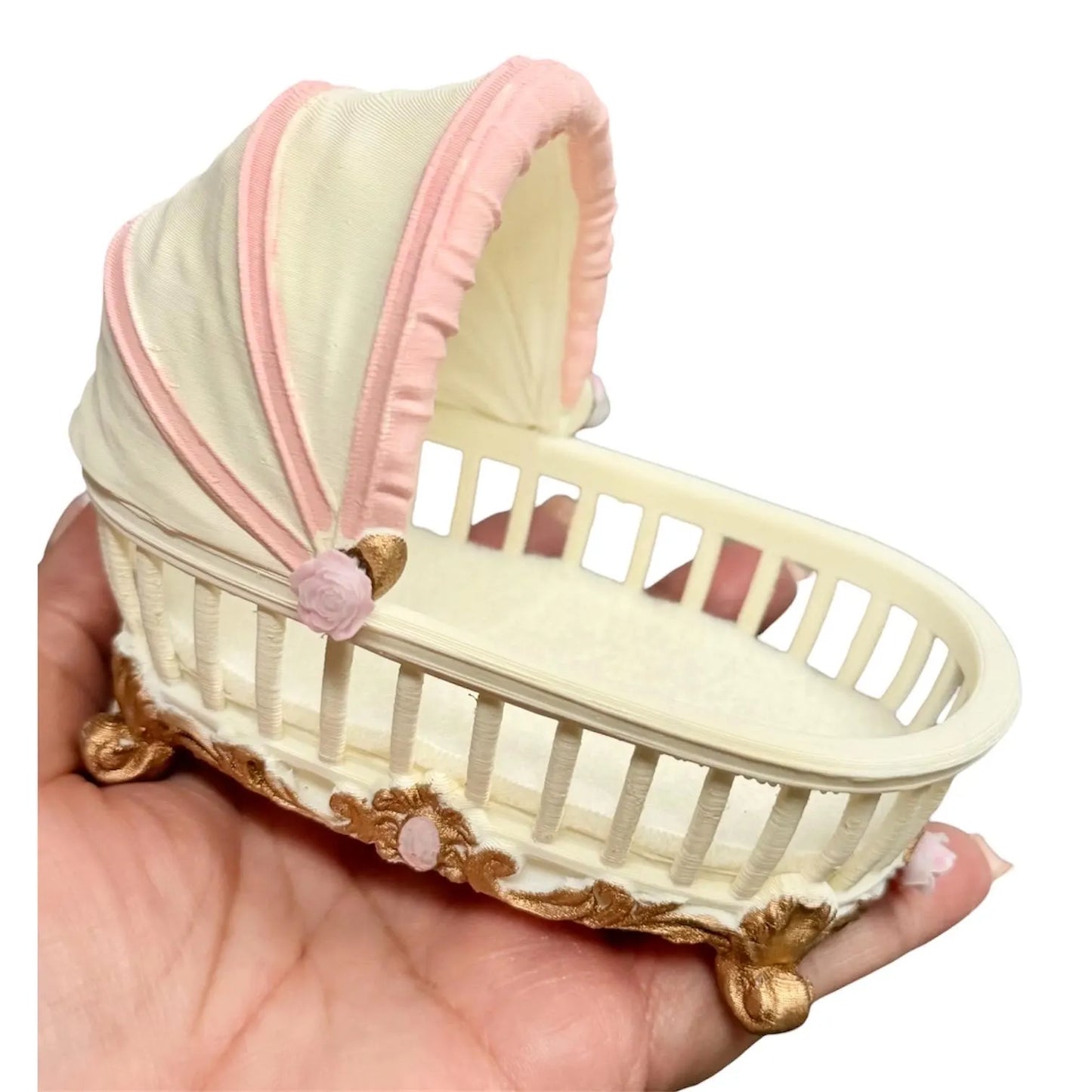 1:6 Scale miniature Bassinet for dollhouse
