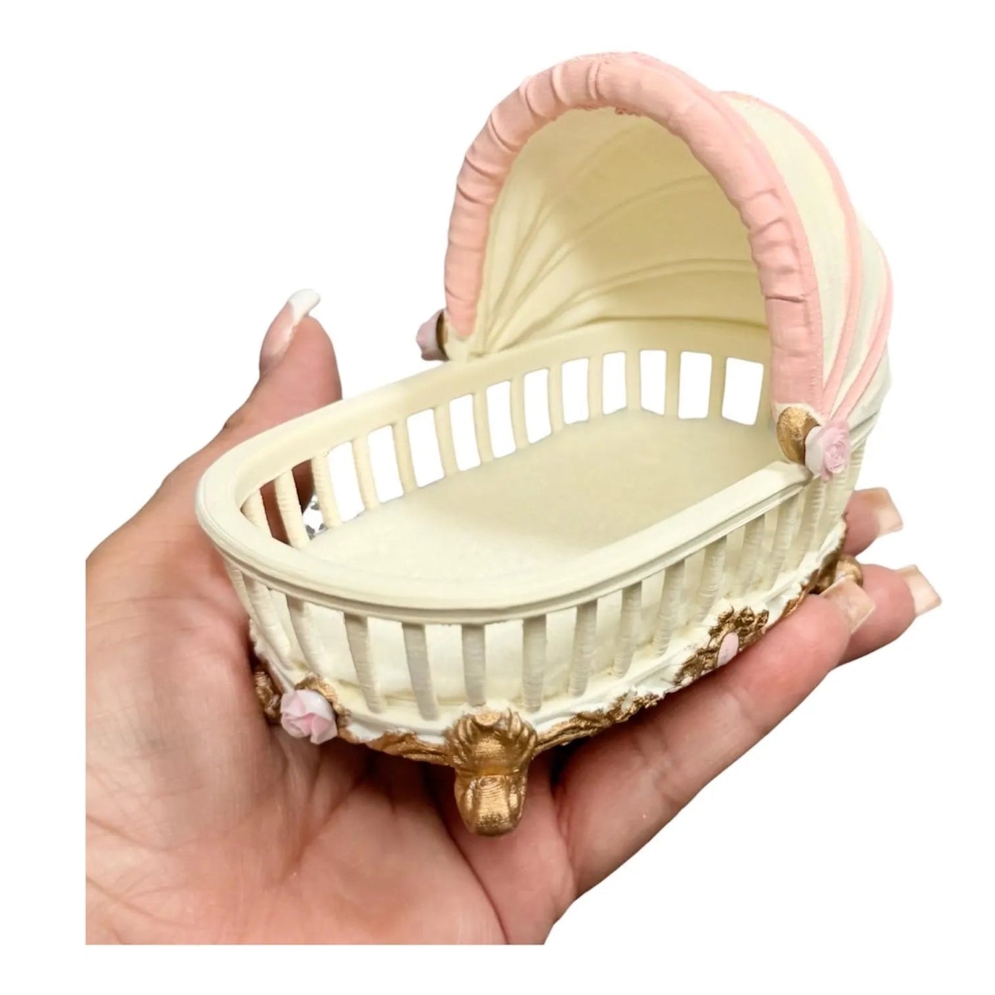 1:6 Scale miniature Bassinet for dollhouse