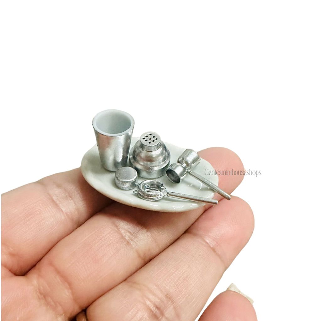 1:12 Scale Martini Cocktail Shaker set 5 for Dollhouse image 0
