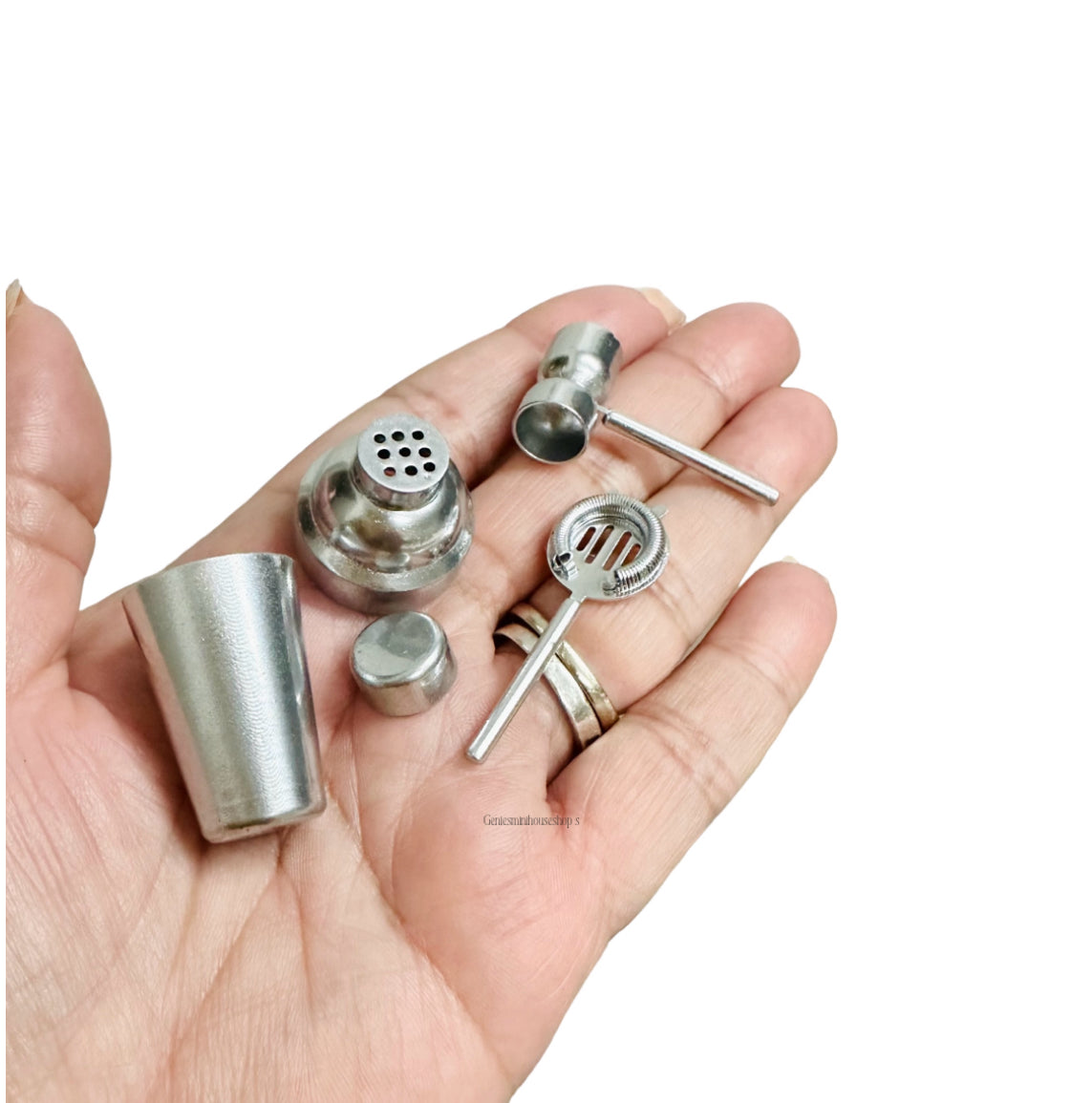 1:6 Scale Cocktail Shaker Set 5 pc for Dollhouse  image 0