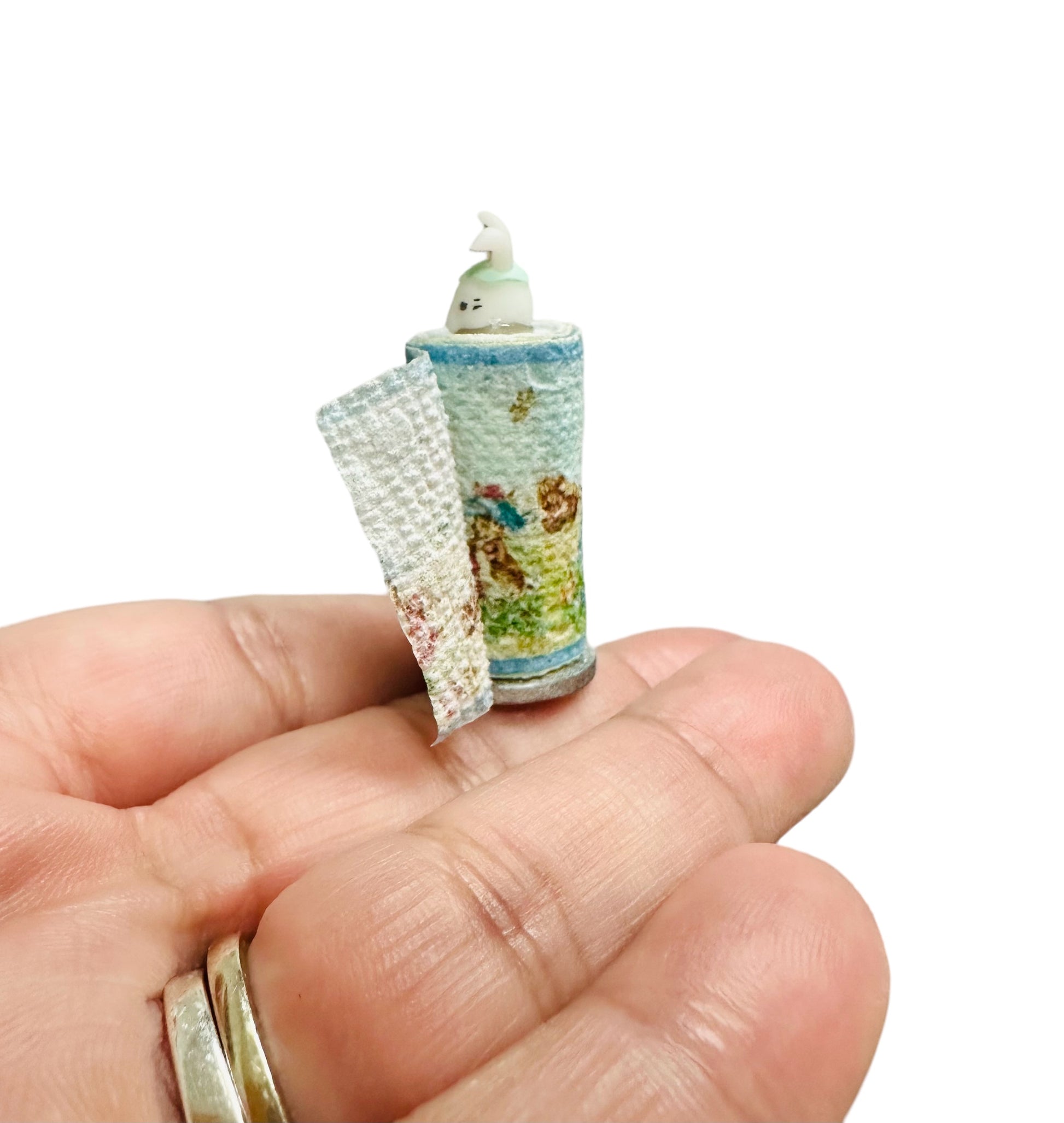 1:12 scale Easter Print Paper towel roll with holder  image 0