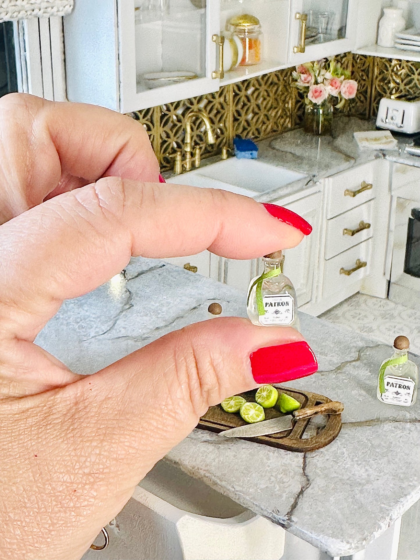 1:12 Scale Miniature Patron Tequila Bottle for dollhouse  image 1