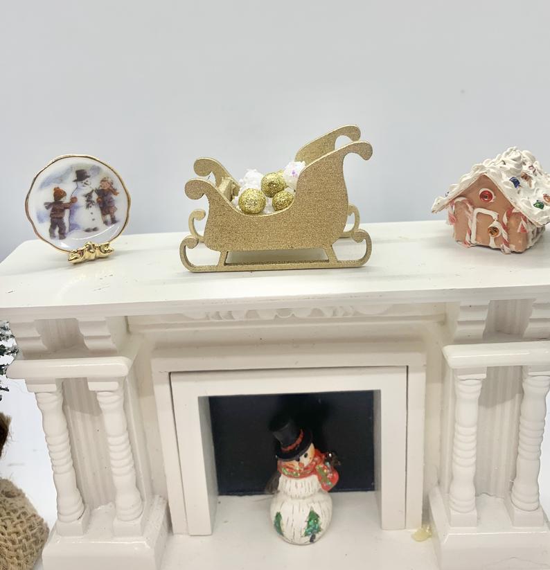 Gold Sleigh for dollhouse décor image 0