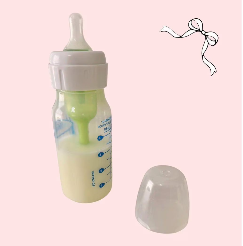 Baby Bottle 4 oz Reborn Formula No Hole Nipple