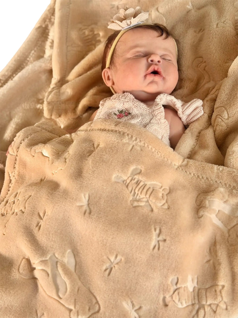 Caramel Plush Blanket for Reborn Baby Doll or Newborn