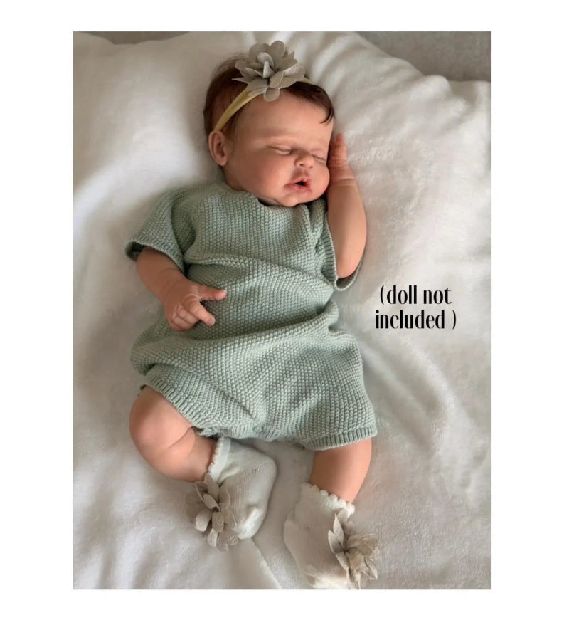 Sage Green Knit Romper Set 0-3 Months For Reborn baby doll
