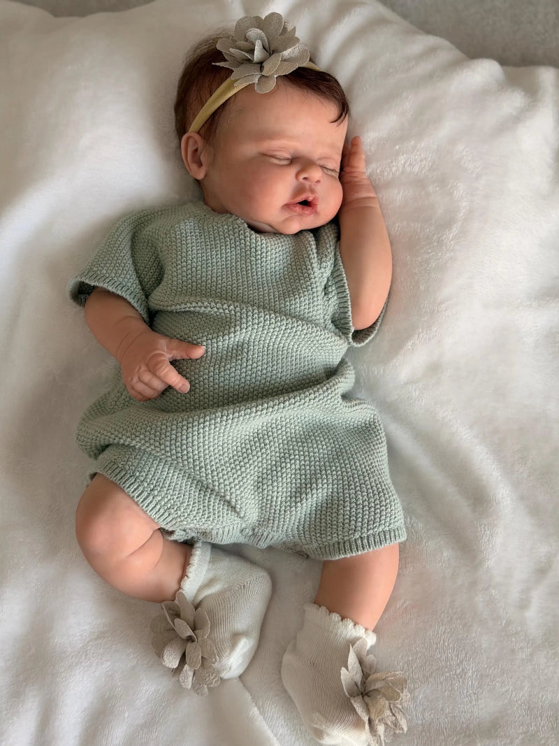 Sage Green Knit Romper Set 0-3 Months For Reborn baby doll