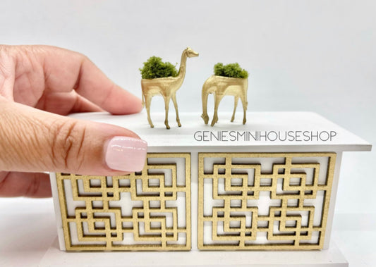 1:12 Scale Dollhouse Giraffe Planter Decor Set of 2 image 0