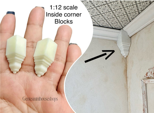 1:12 Scale Dollhouse Inside Corner Block 2 pc for crown moulding  image 0