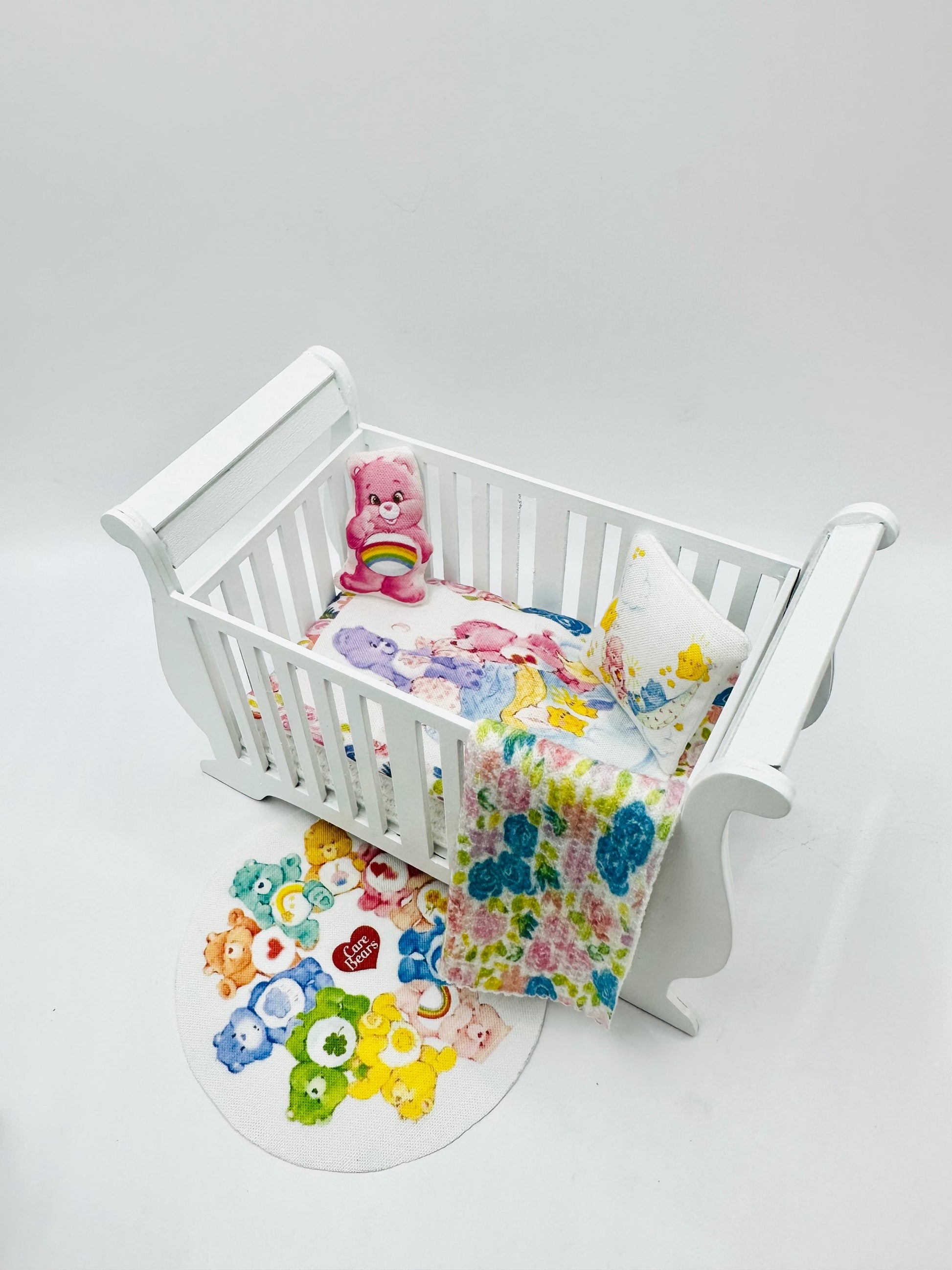 1:12 Crib with Carebear bedding Set for dollhouse  image 0