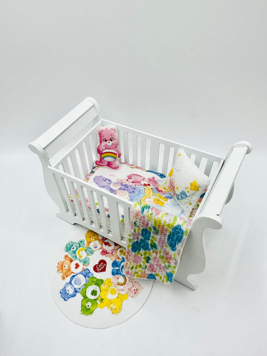 1:12 Crib with Carebear bedding Set for dollhouse  image 0