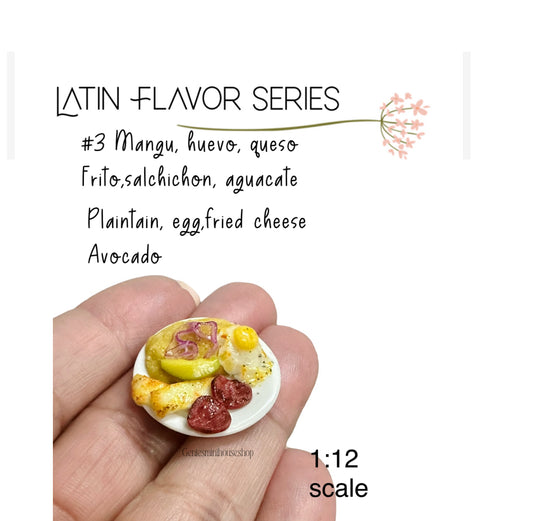 1:12 Scale Latin Food Mangu , Egg, fried cheese and Avocado for dollhouse image 0