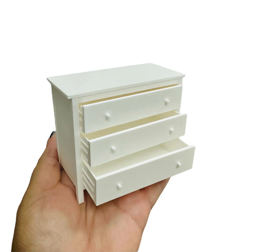 1:12 Scale Miniature White Dollhouse Dresser for dollhouse décor