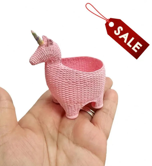 1:12 Scale Miniature Unicorn Storage Basket for dollhouse décor