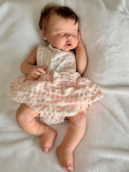 Gingham Romper for Reborn Baby Doll Size 0-3 Months