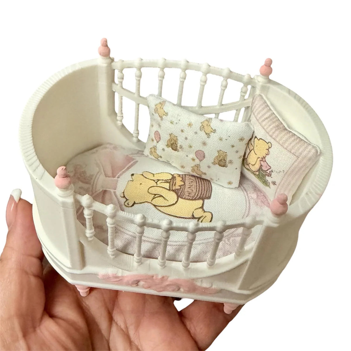 1:12 Scale Miniature Dollhouse Crib with Bedding