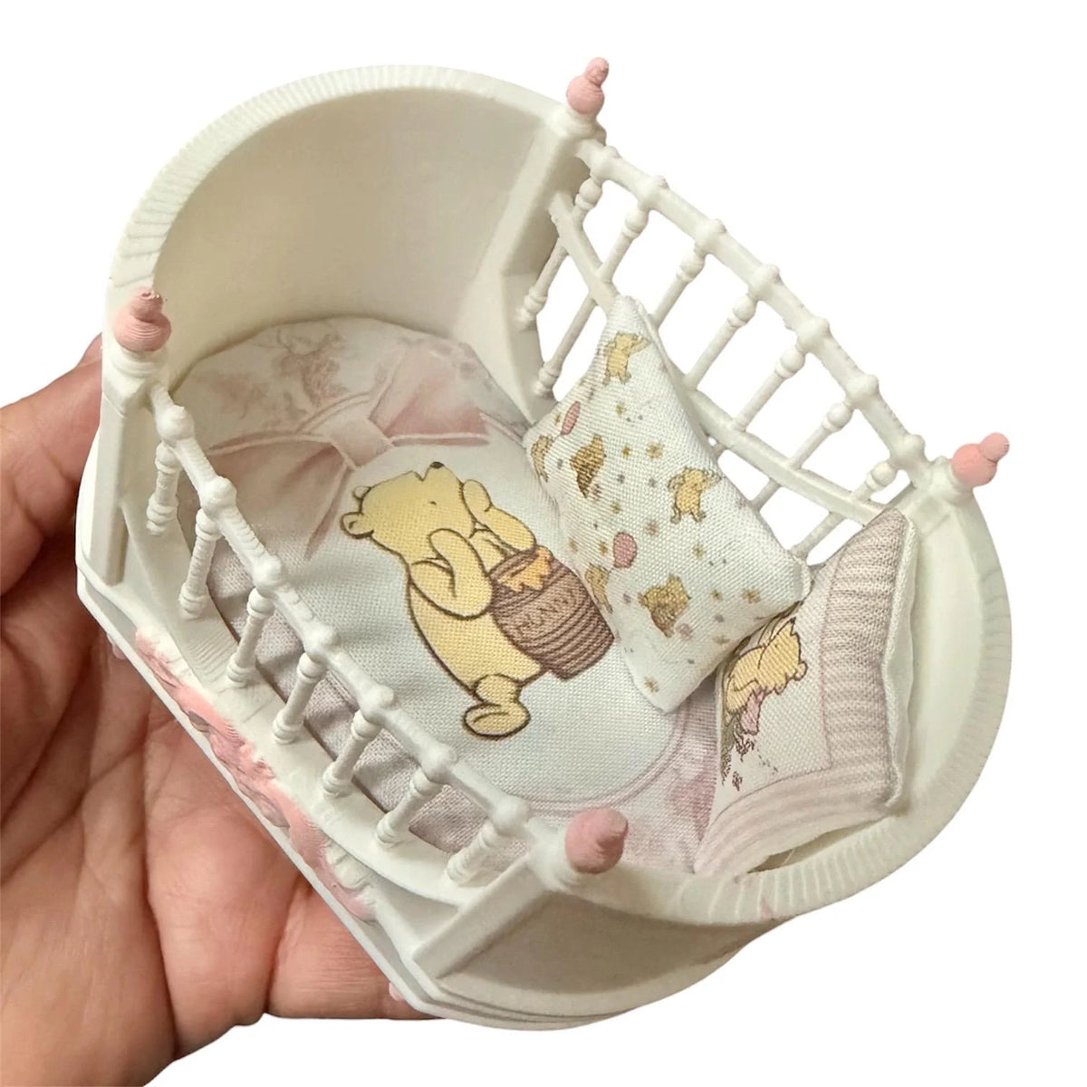 1:12 Scale Miniature Dollhouse Crib with Bedding